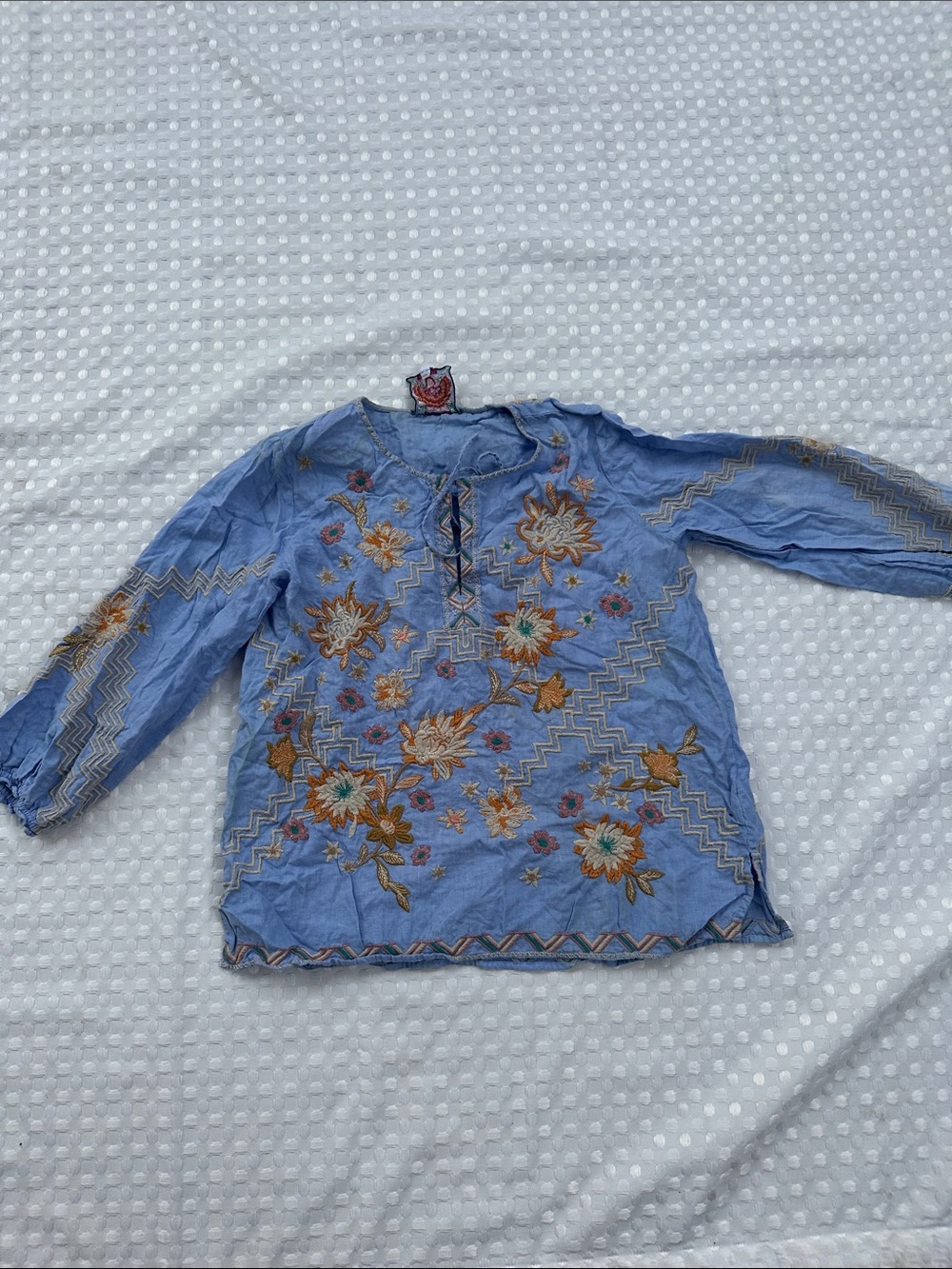 Johnny Was Embroidered Jean Shirt Medium read description